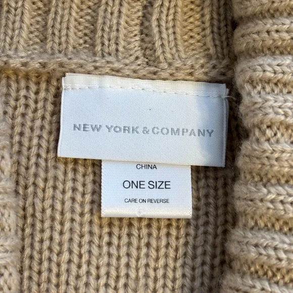 New York & Company Beige Women's Poncho Sweater - Picture 2 of 7